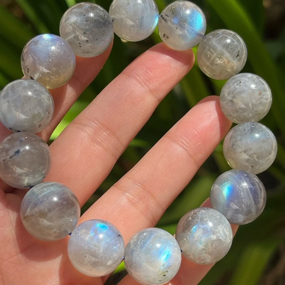 16mm chunky stretchable flashy‎ labradorite bracelet